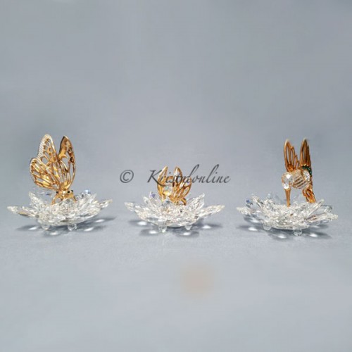 Swarovski Crystal | Special | U.S. Only | In Flight - Bee Butterfly Hummingbird - Gold - Set of 3